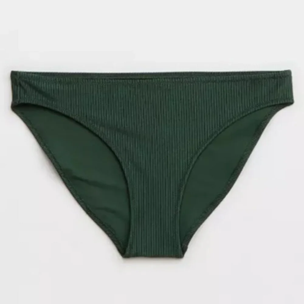 Aerie NWT Shine Rib Full Coverage Bikini Bottom in Sycamore size XS